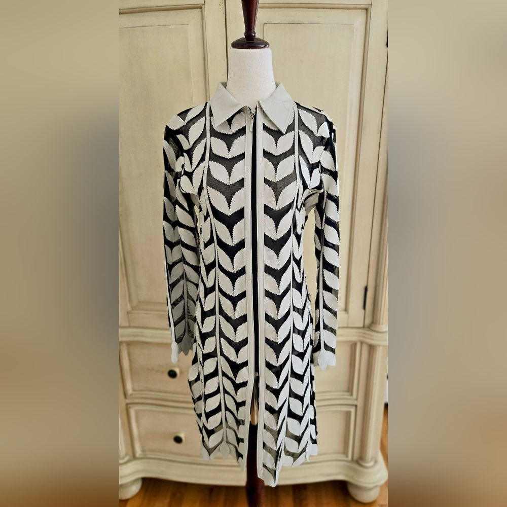 Elegant Z Bella Genuine Leather Long Sleeve Coat